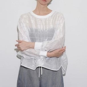 CYAN TOKYO 】グロッシーシアーボーダーブラウス | valance 福井