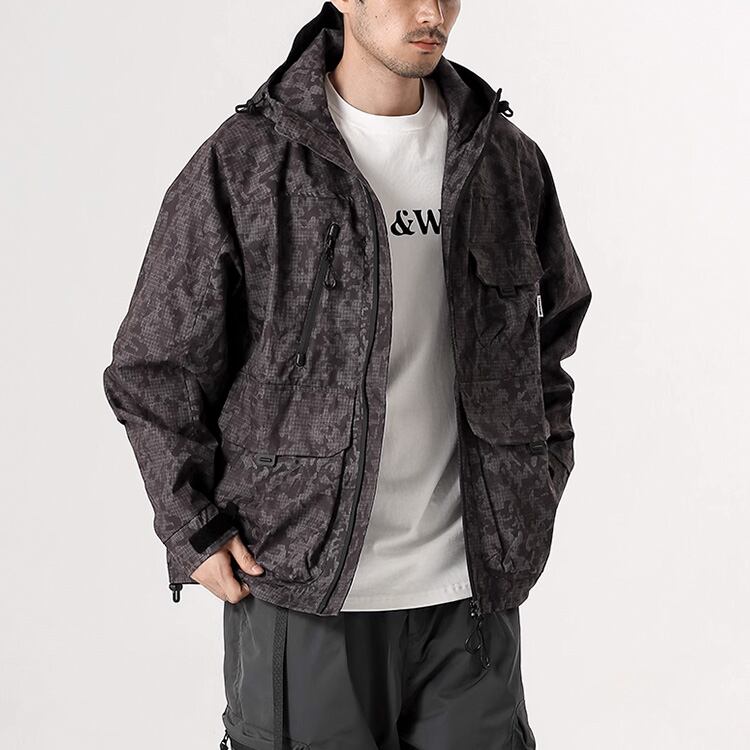★MULTI-POCKET CAMOUFLAGE JACKET WITH HOOD　　　A0786