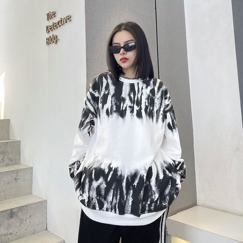 セーター ラウンドネックルーズスプリングトップス ロング 春物 Oネック ラブタオタオダレンハウス33968723179