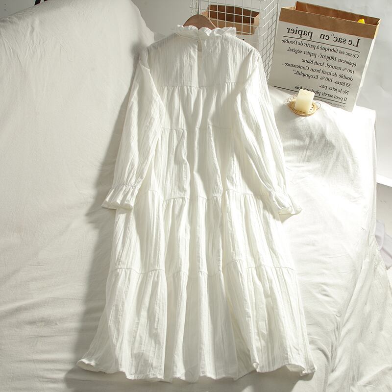 送料無料 無敵白ワンピ スタンドカラー ワンピース レイヤード カジュアル 可愛い シンプル 清楚 Lamitte Deco トレンド 韓国ファッション ショップ Base店