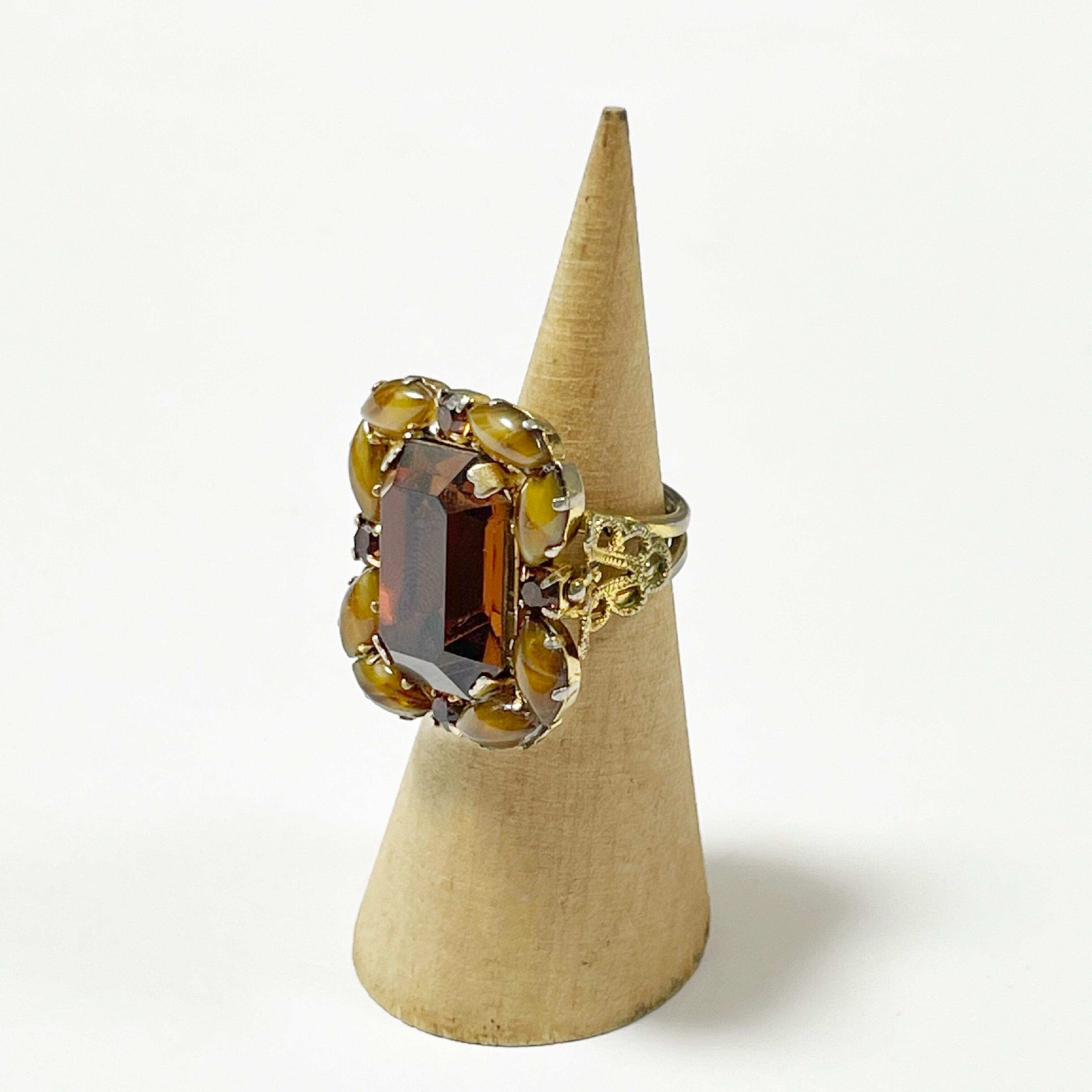 Vintage Costume Ring (Marble & Amber Bijoux) | CORNER