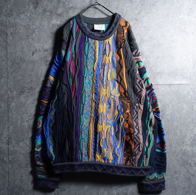 90s “COOGI” Multicolor 3D Patterne Mercerized Cotton Knit