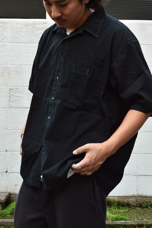ANCHOR BAY From USA "Custom Dyed Black" Cotton BD Shirt Made in Dominican Republic アンカーベイ 90s 黒染めカスタム