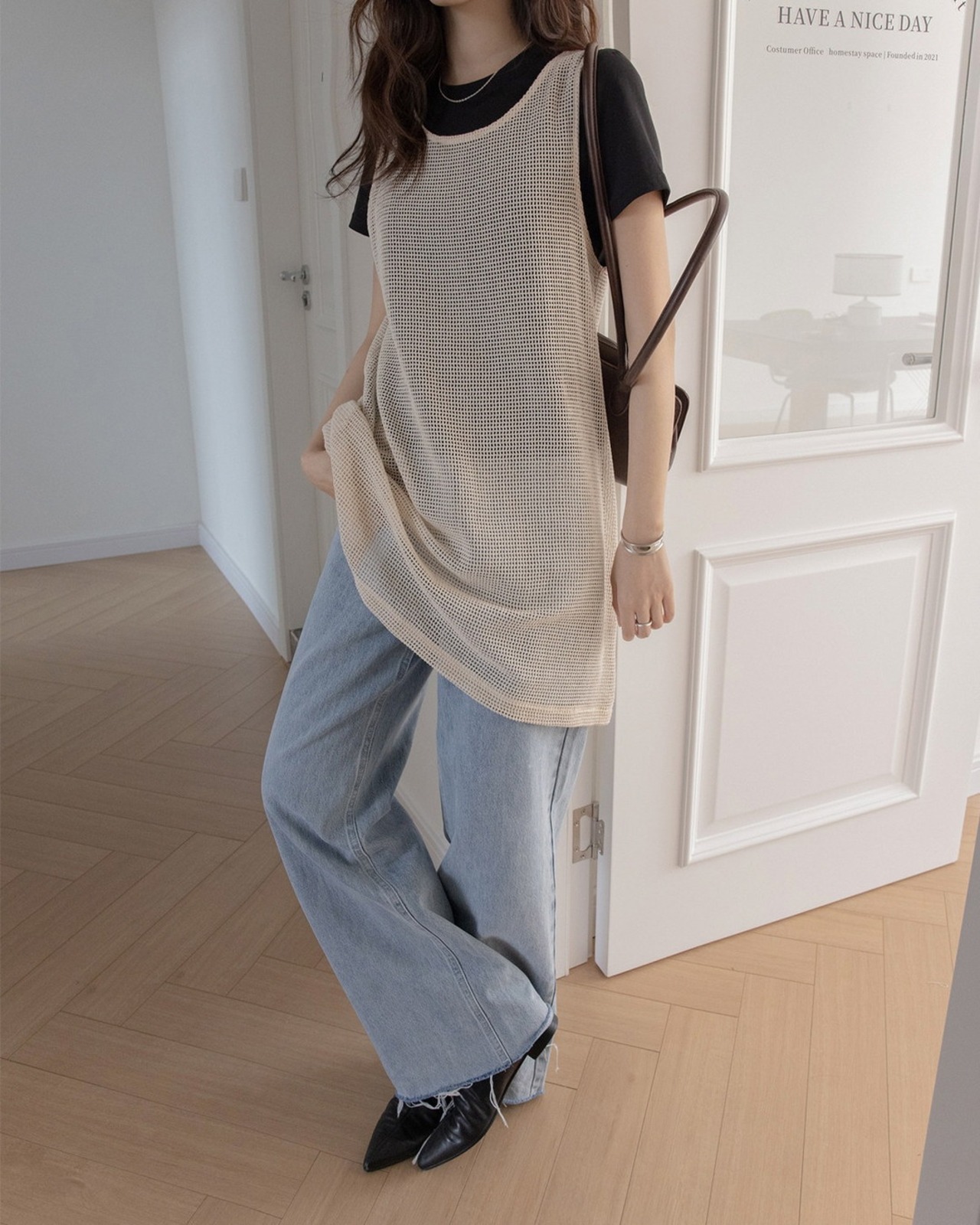 Mesh sheer crochet Tops  L0101