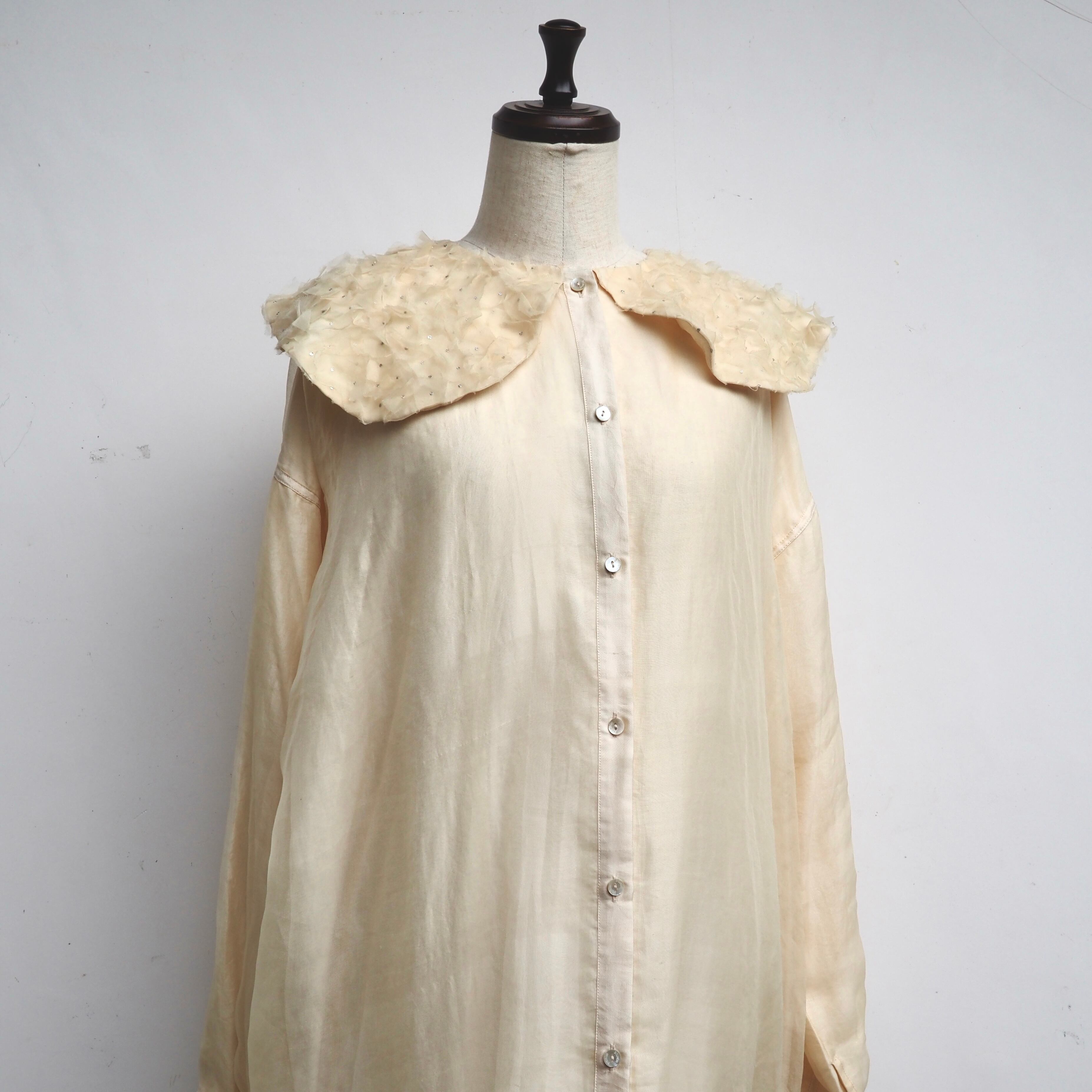 BUNON/Flower Layered Silk one piece coat/シルクワンピースコート