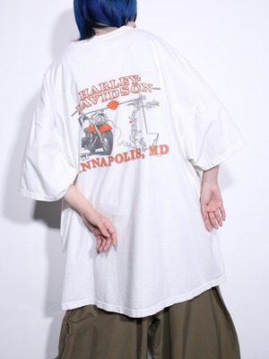 "Harley-Davidson"  XXXL over silhouette front and back printed white tee