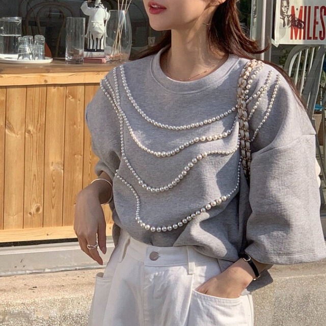 String pearl T-shirt【3col】00335