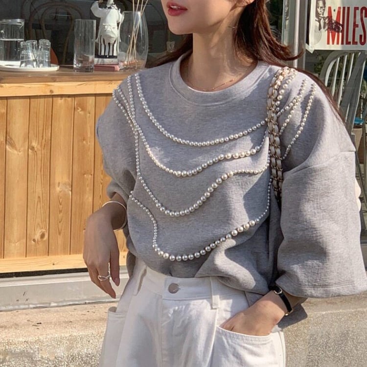 String pearl T-shirt【3col】00335