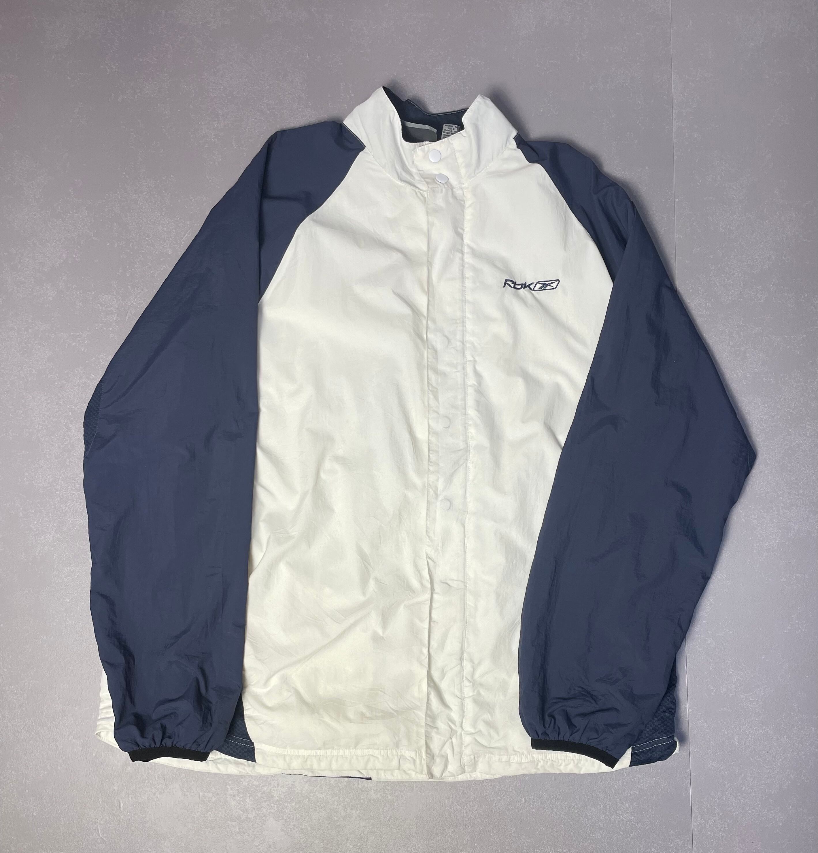 Reebok リーボック ナイロンジャケット メンズXL 古着 ヴィンテージ ビンテージ ホワイト 白 ブラック 黒 【ナイロンジャケット】