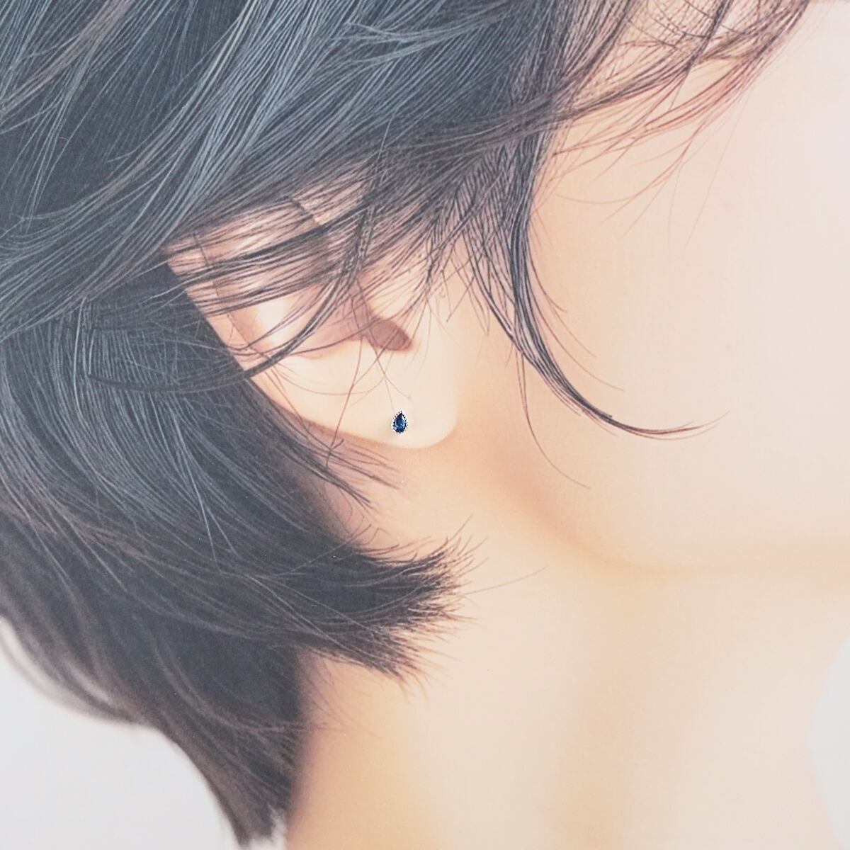 極上ブルーサファイア 小さな雫ピアス｜SLV925 アレルギー対応