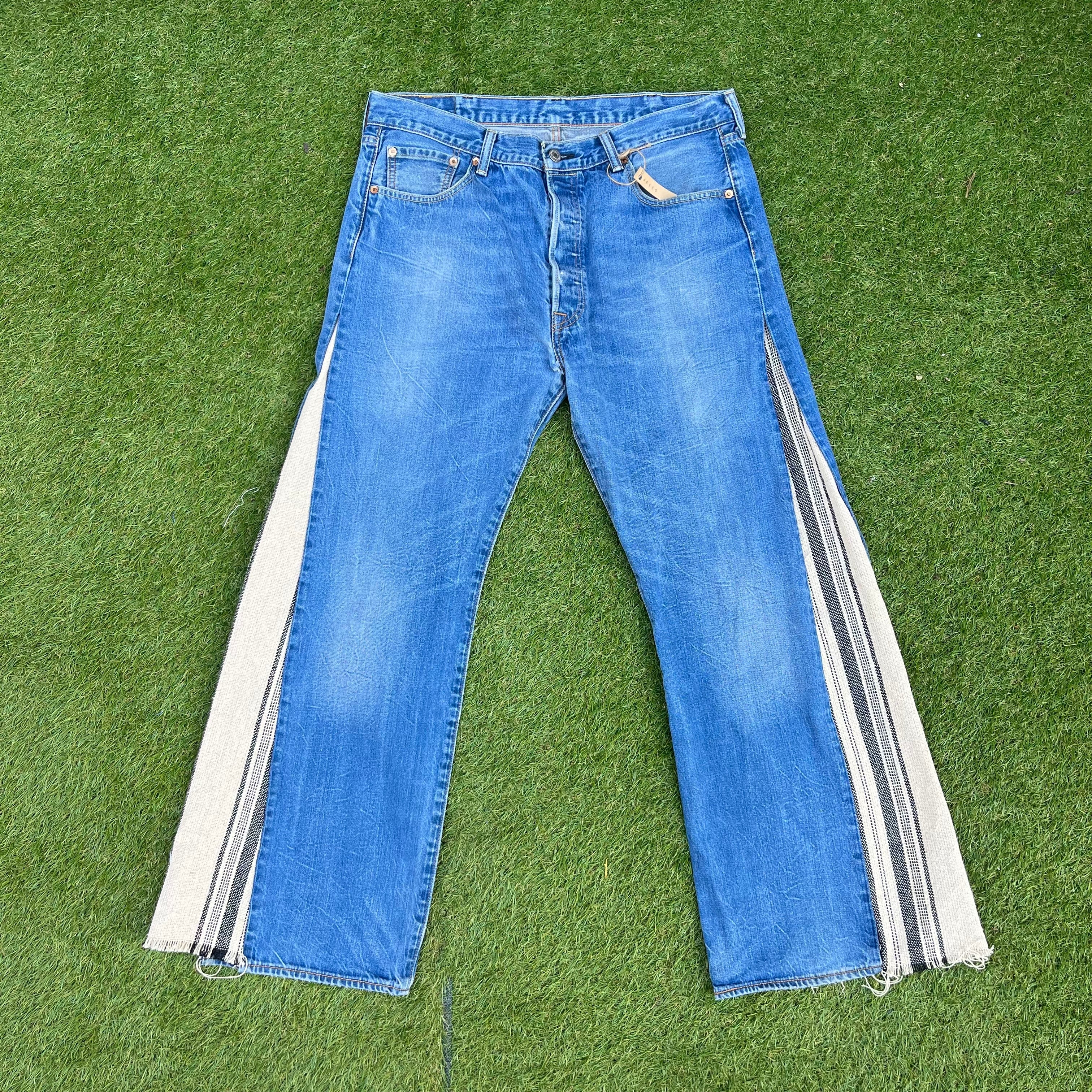 NO.8】LEVI'S 501 remake flared pants carpet design denim Blue | sotto