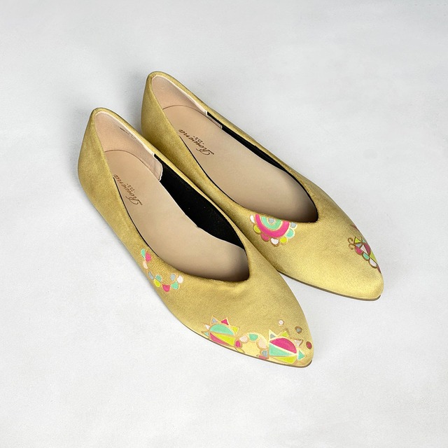 《アウトレット品 23.5cm限定価格》ポインテッドトゥ＊マスタード＊大人のローヒールパンプス！【5日以内発送】