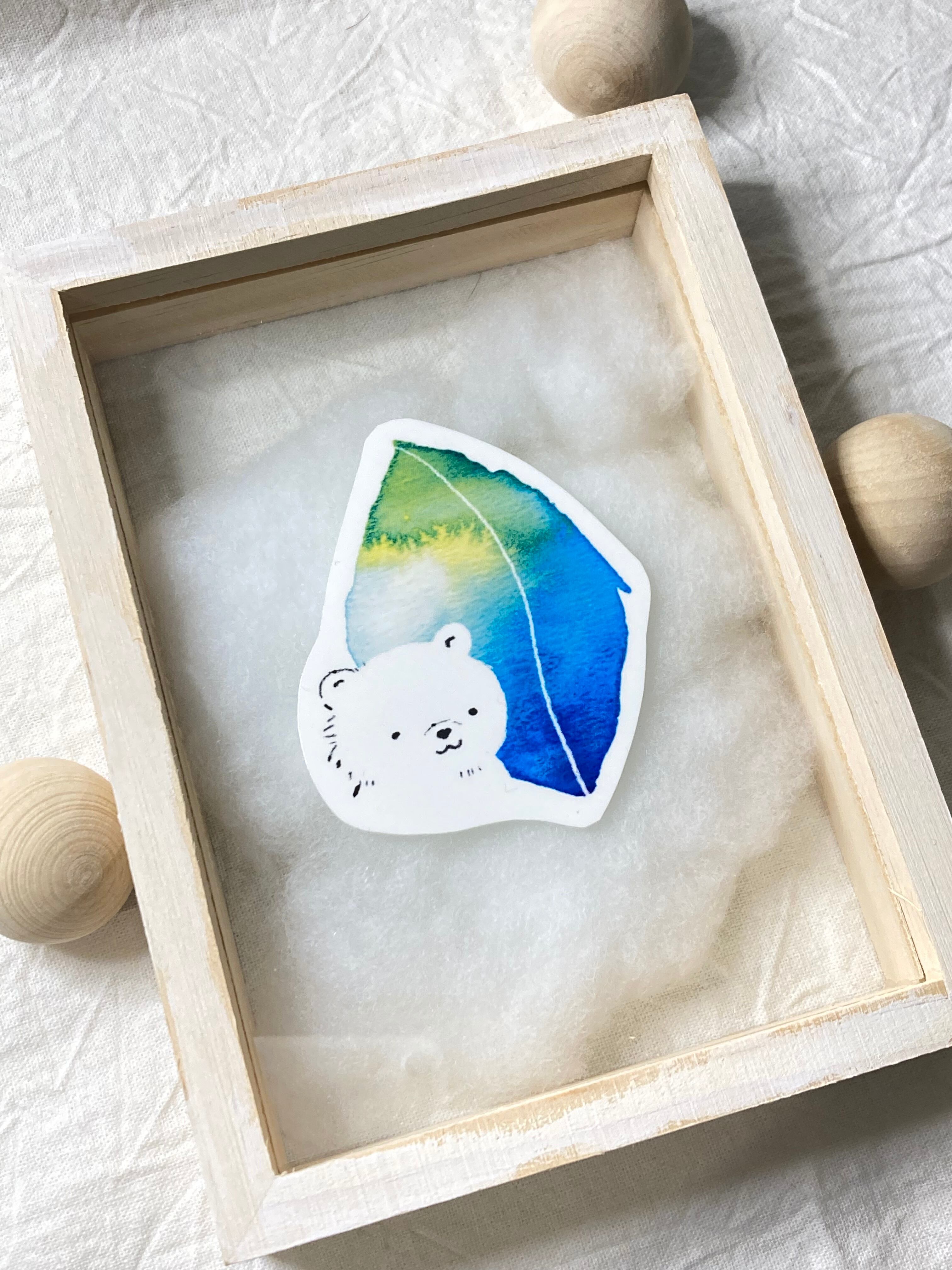 白くまステッカー◎深く彩る葉