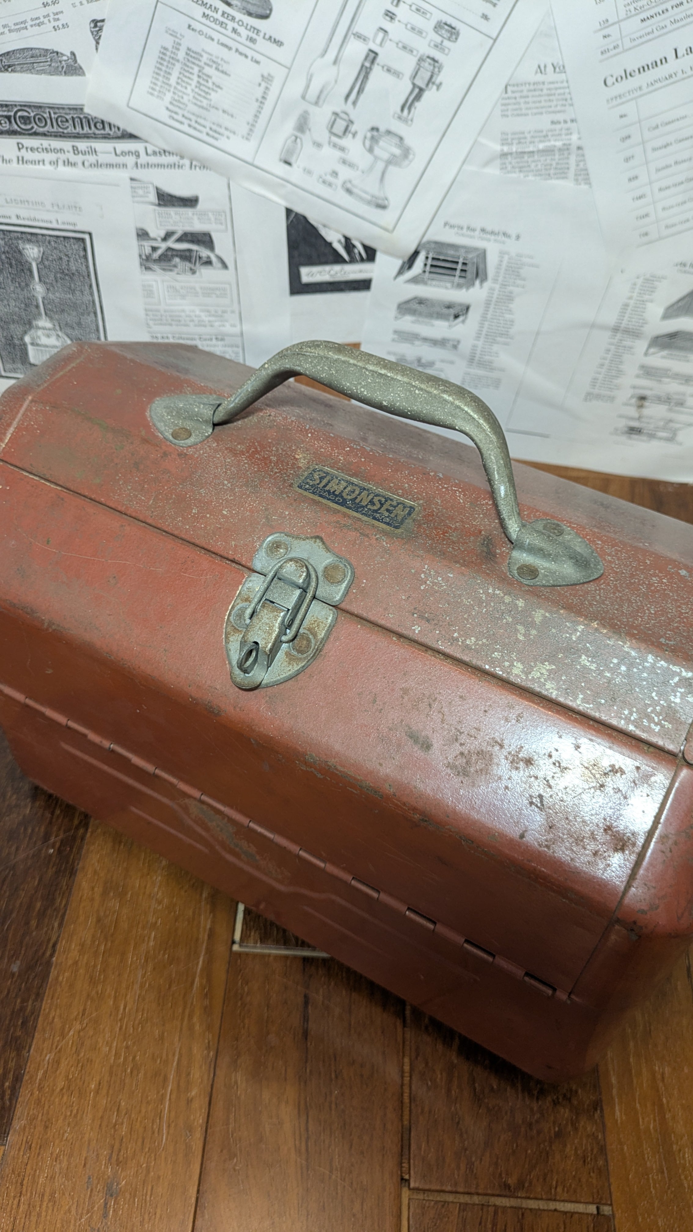 Vintage SIMONSEN TackleBox ToolBox Antique Fishing USA ビンテージ