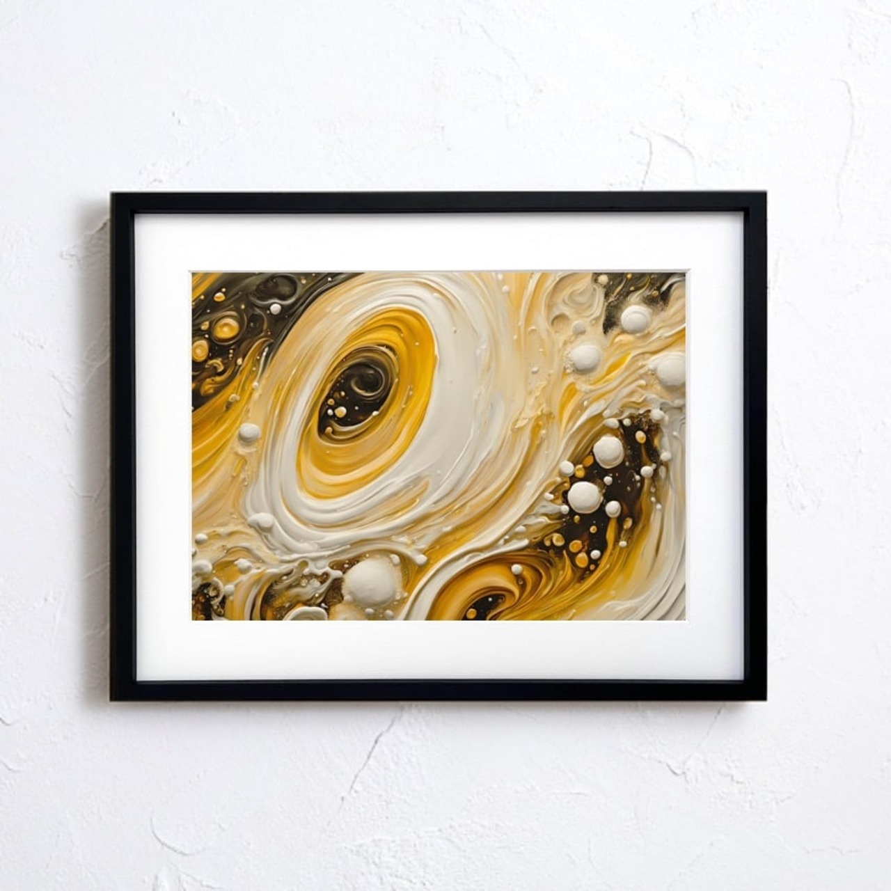 Golden Foam Flow｜ビールの泡と流れを描いた抽象アートポスター｜大人の晩酌空間を彩るモダンアート｜A4ポスター