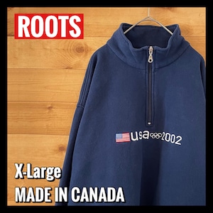 【ROOTS】カナダ製 ハーフジップ スウェット トレーナー オリンピック XL オーバーサイズ ビッグサイズ アメリカ古着