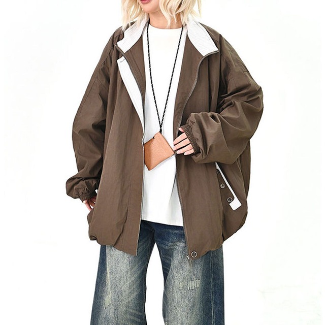 コントラストリブアクセントジップブルゾン 2col   R01445