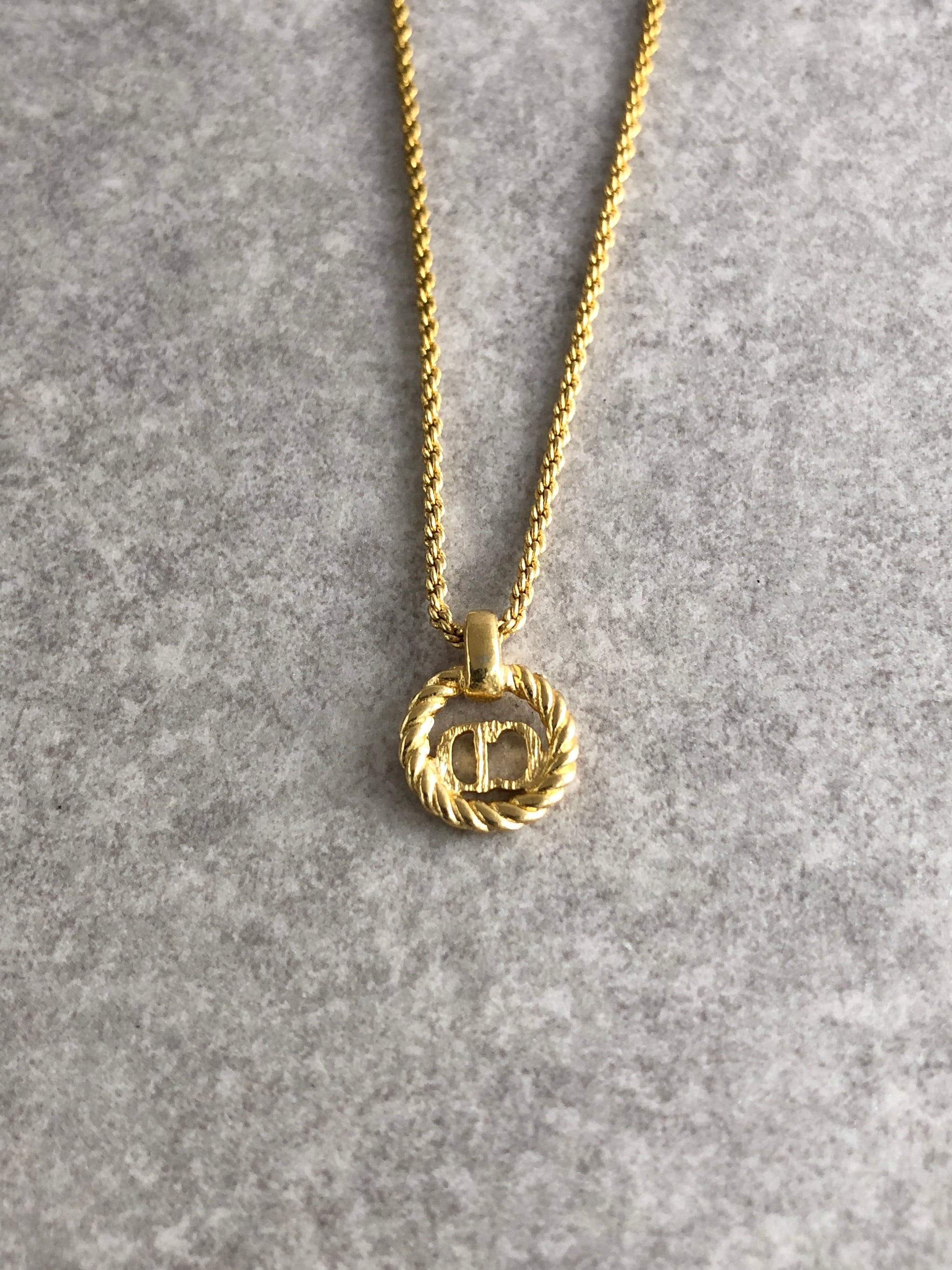 Dior ヴィンテージ ネックレス ロープチェーン ツイスト CD金具 ゴールド Christian Dior クリスチャン ディオール ネックレス ゴールド CD