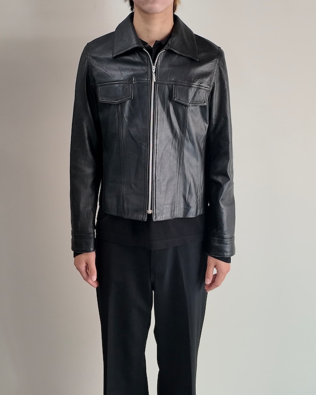 【BALMAIN】zip-up leather tracker jacket