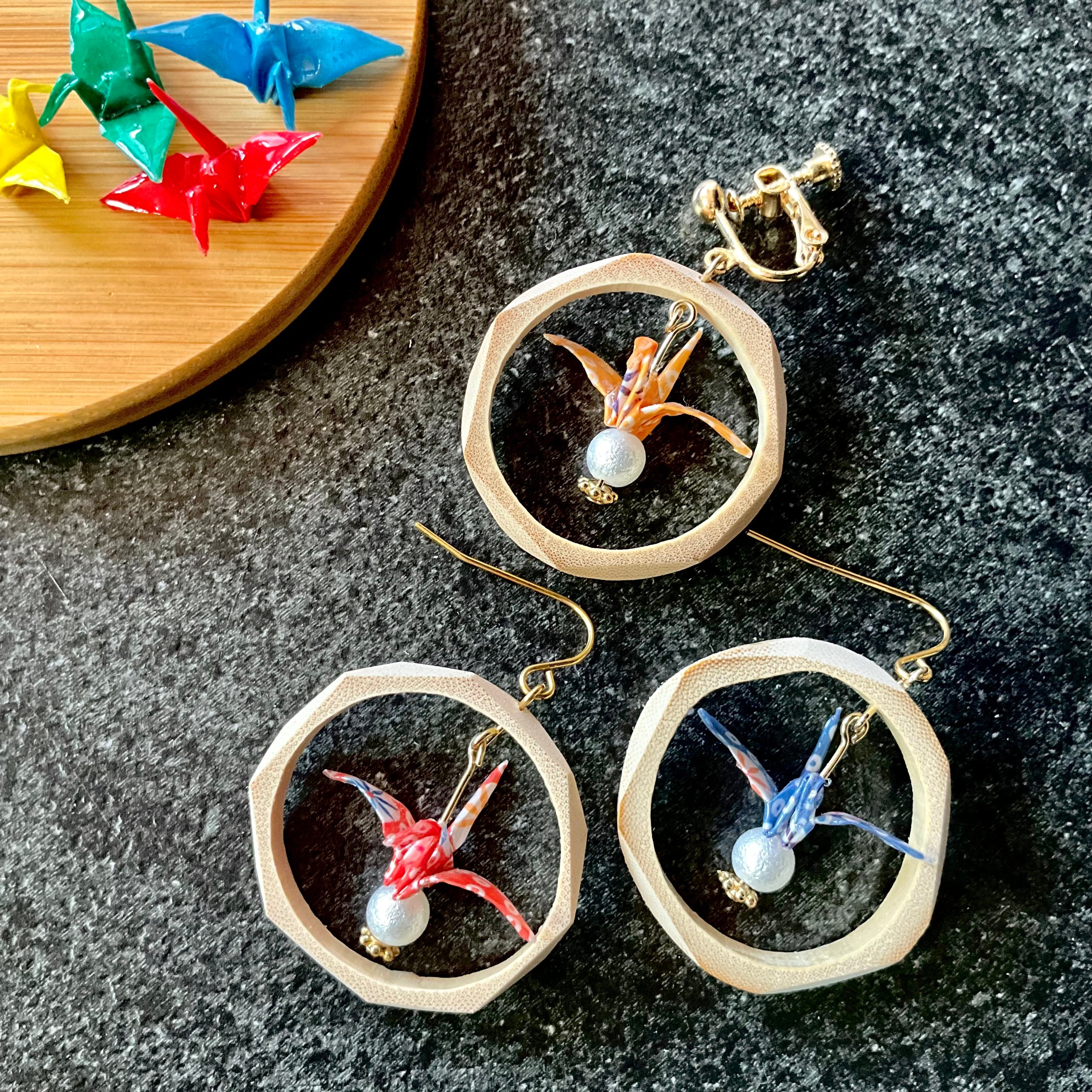 ちゃちゃ～和柄の折り鶴ピアス30セット♪ハンドメイド 楽天市場