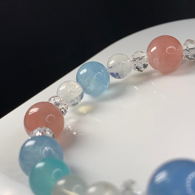 ブルーフローライト×天然石デザインブレスレット