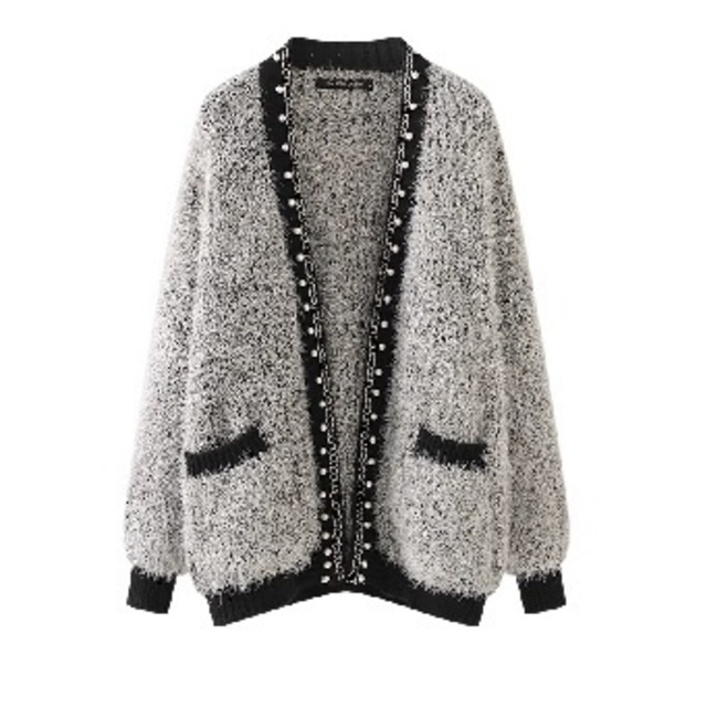 point pearl monotone knit cardigan(2color)＜t1718＞