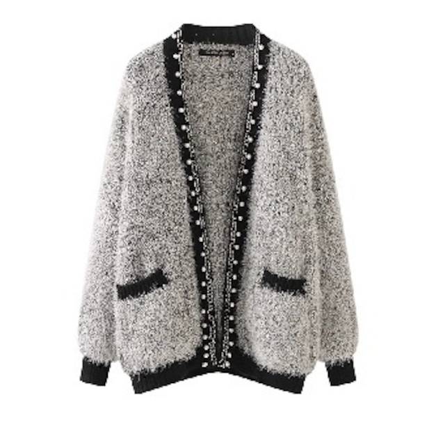 point pearl monotone knit cardigan(2color)＜t1718＞