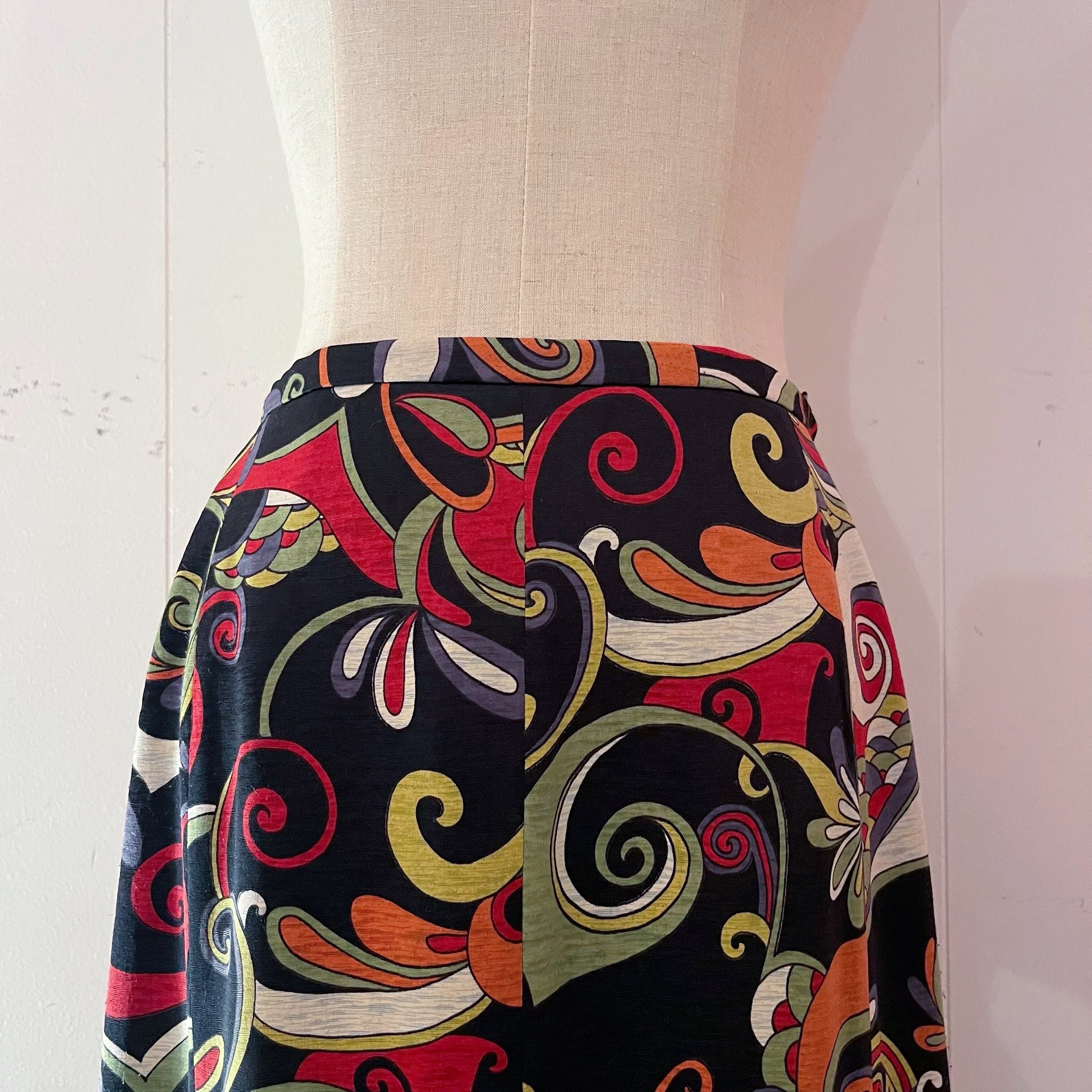 psychedelic pattern flare skirt