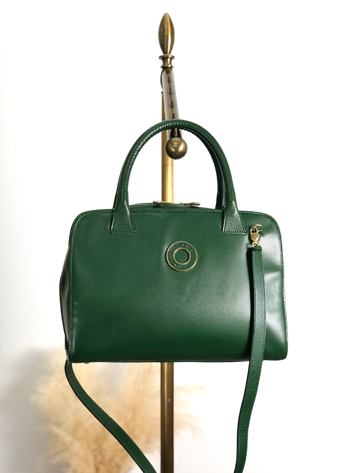 CELINE セリーヌ ハンドバッグ グリーン ロゴ サークル レザー 2way 