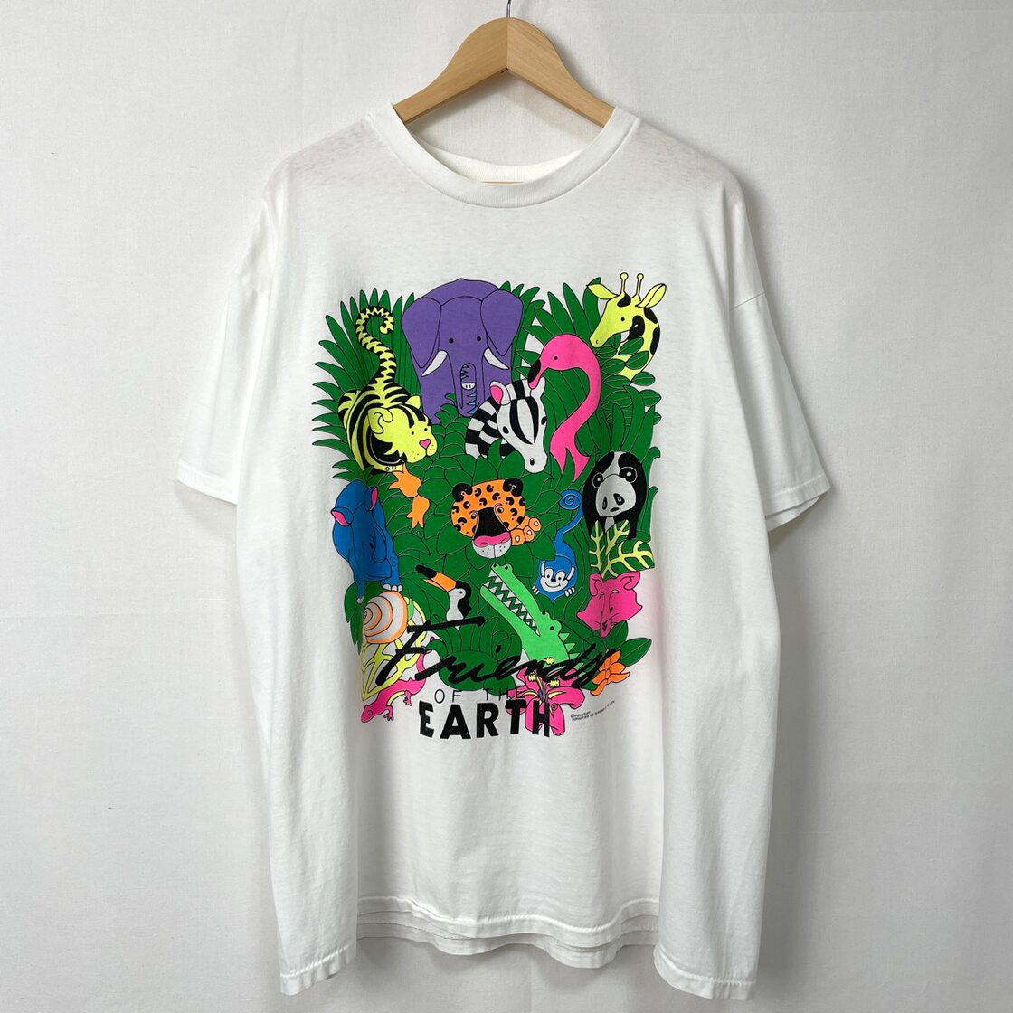 90s USA製 アニマルTシャツ アートTシャツ 古着 ヴィンテージ 白  