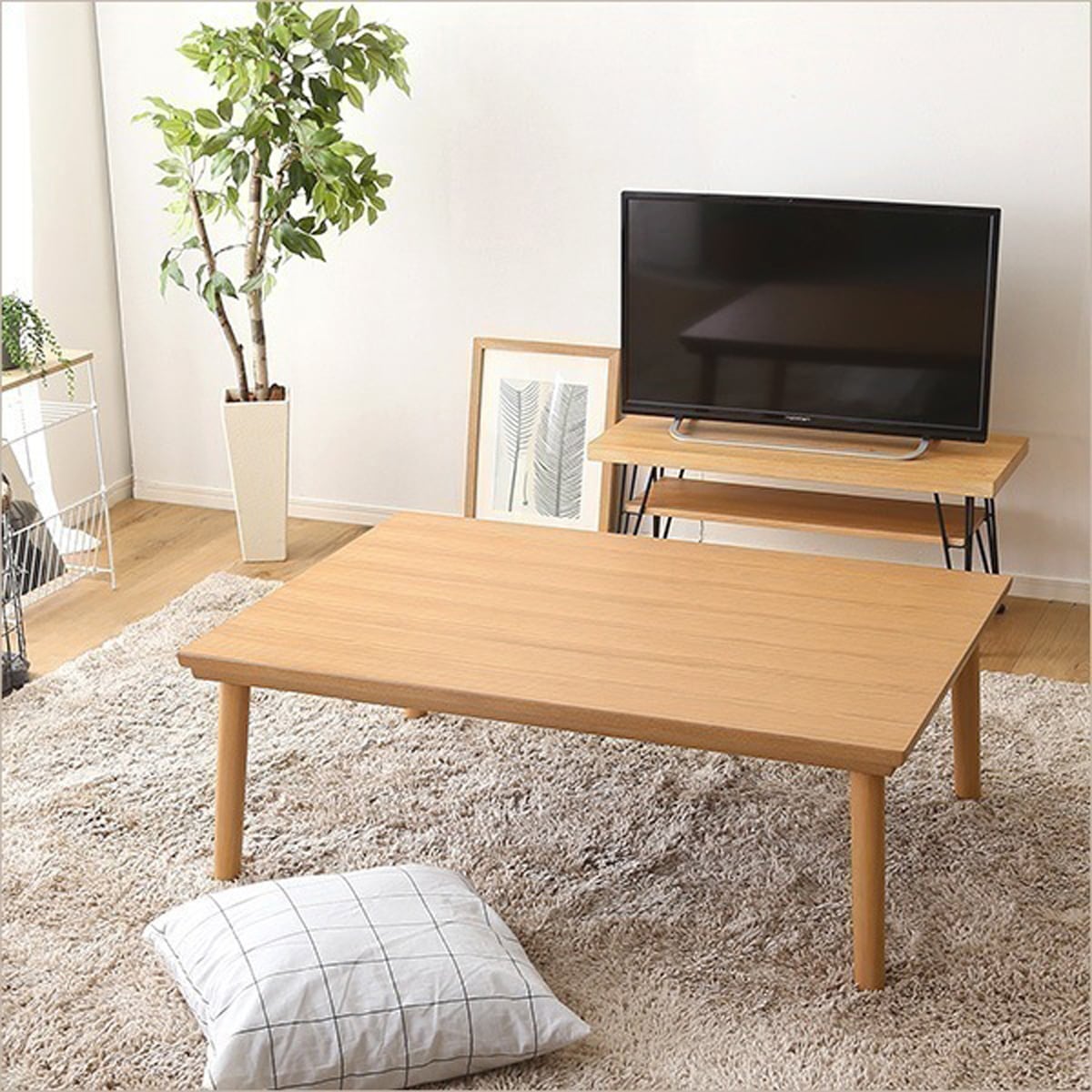 通年使える 木目調こたつ カーボンフラットヒーター付 105cm×75cm幅 長方形 単品