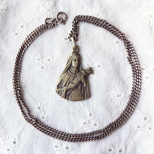 フランス製刻印 テレーズの薔薇のシルバーネックレス (s-28)