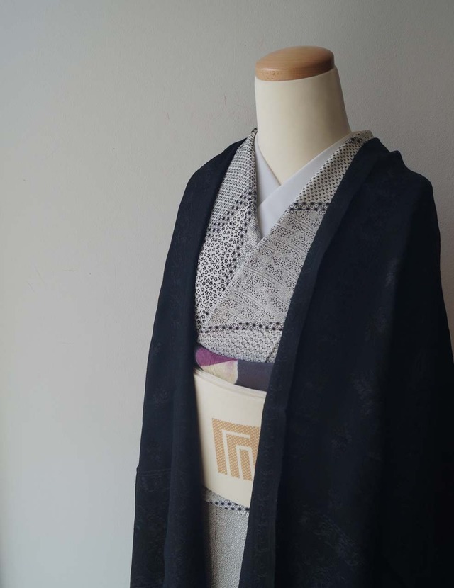 【ストール】カシミール刺繍　マットブラック色　251211C