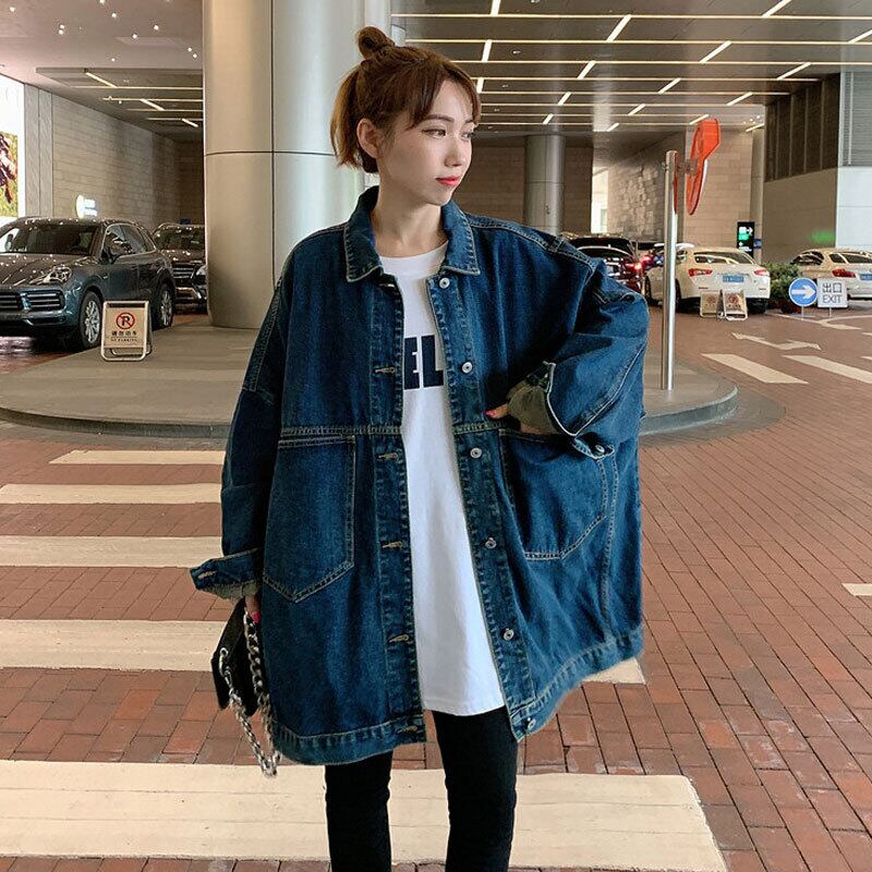 ルーズスタンダードスタイルジャケット 薄手スプリングトップス ロング レトロ 大きめサイズ 春物 萌量不足49474987341