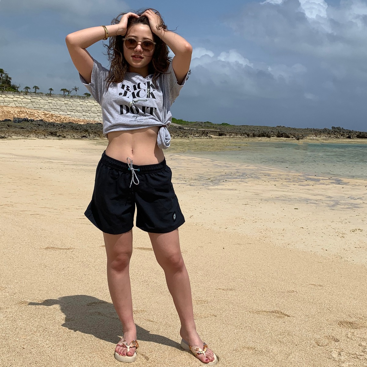 BACK JACK DO IT AGAIN（ミックスグレー） ロックT JandS Silk Print System