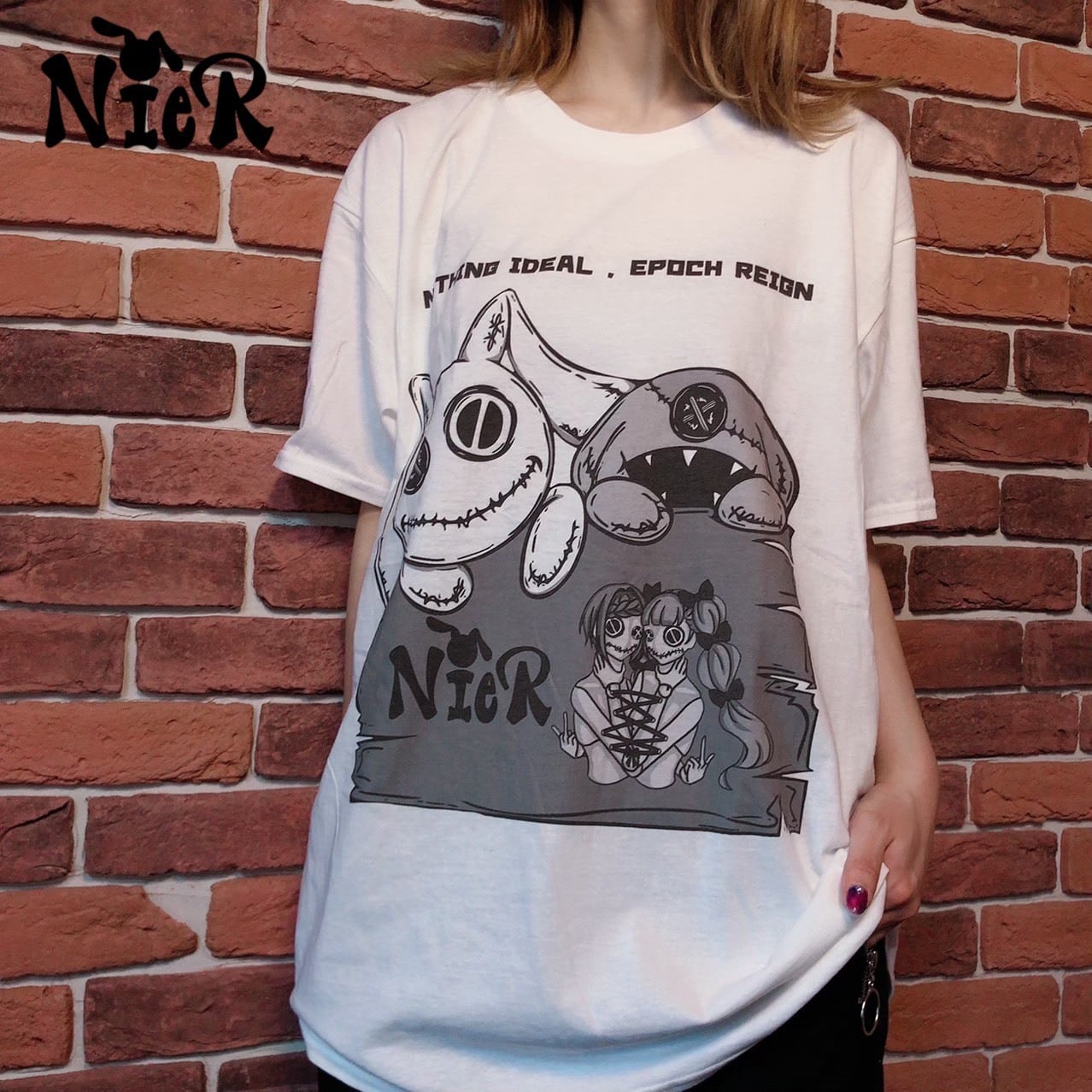 WHITE COTTON CUTSEW【NieRちゃん×ONEくん】 | NIER CLOTHING powered by BASE