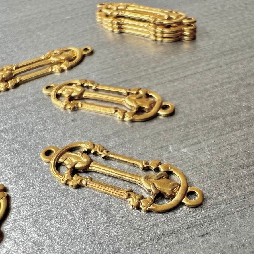 パーツ BARBEEBOOWY 80s ヴィンテージ ローズモチーフ ブラスコネクターパーツ 真鍮製（4個