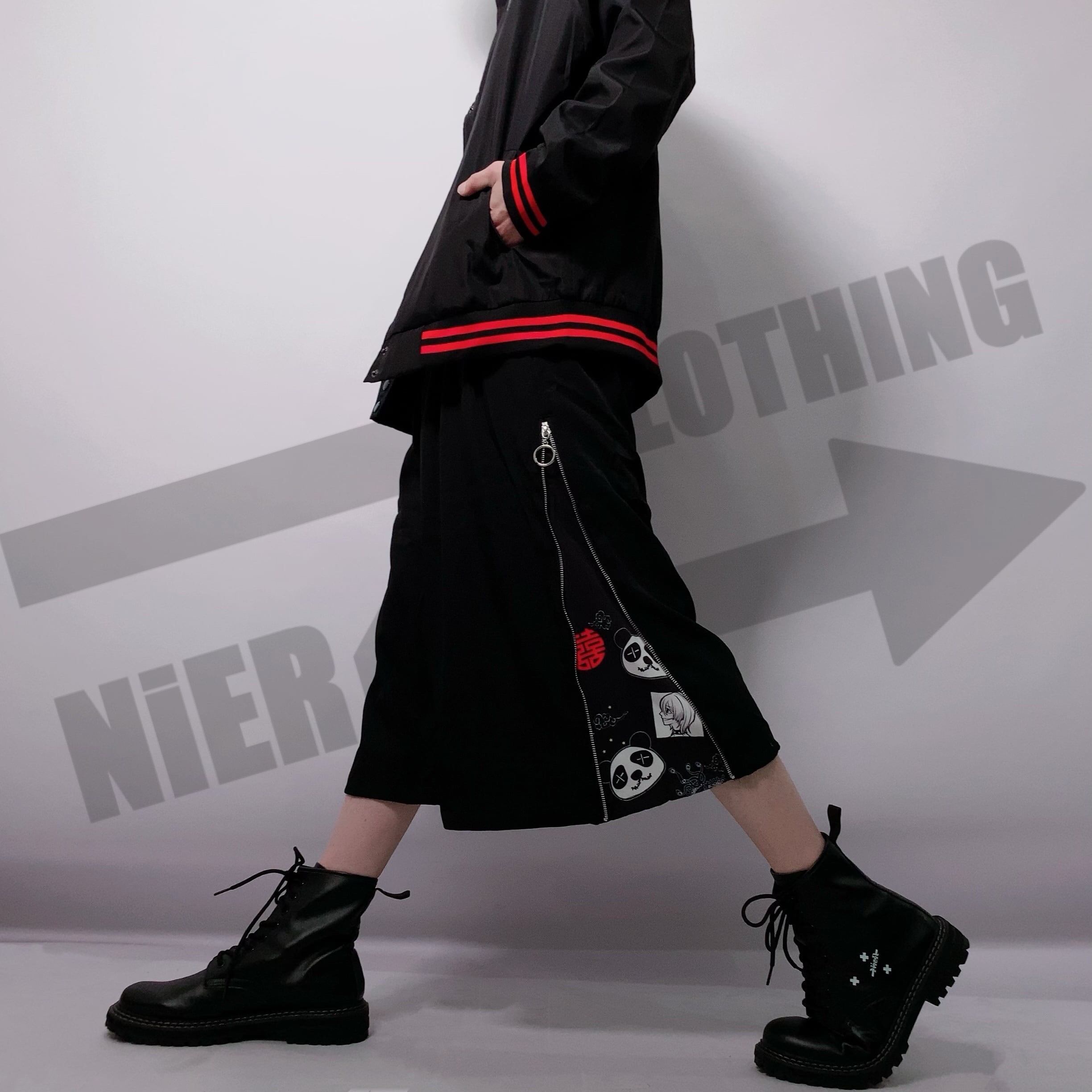 完売品　7分丈2WAY WIDE PANTS【和柄九尾(赤)】