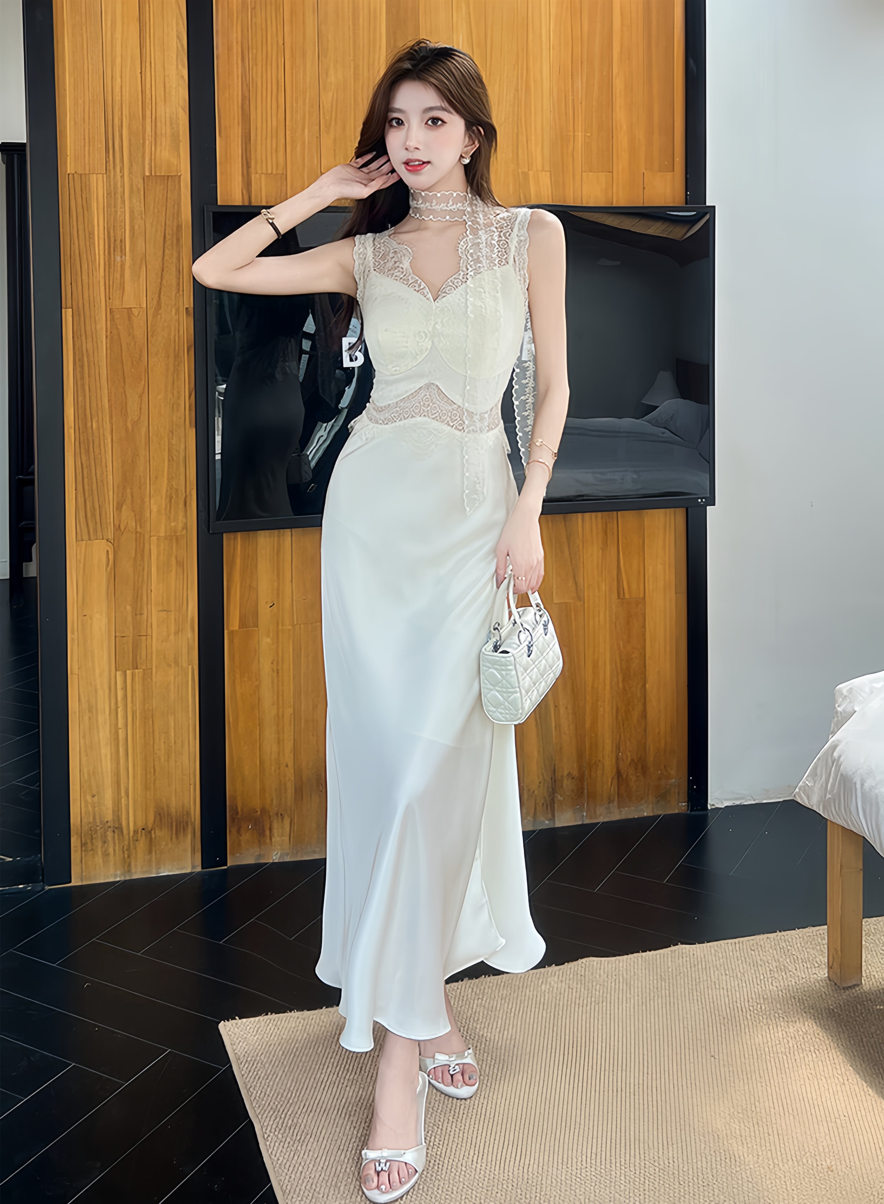 EmiriaWiz レースカラードッキングワンピース M EmiriaWiz エミリアウィズ レースドッキング ロング ワンピース