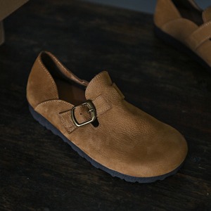 ラウンドトゥフラットヒールレザーシューズ W10257