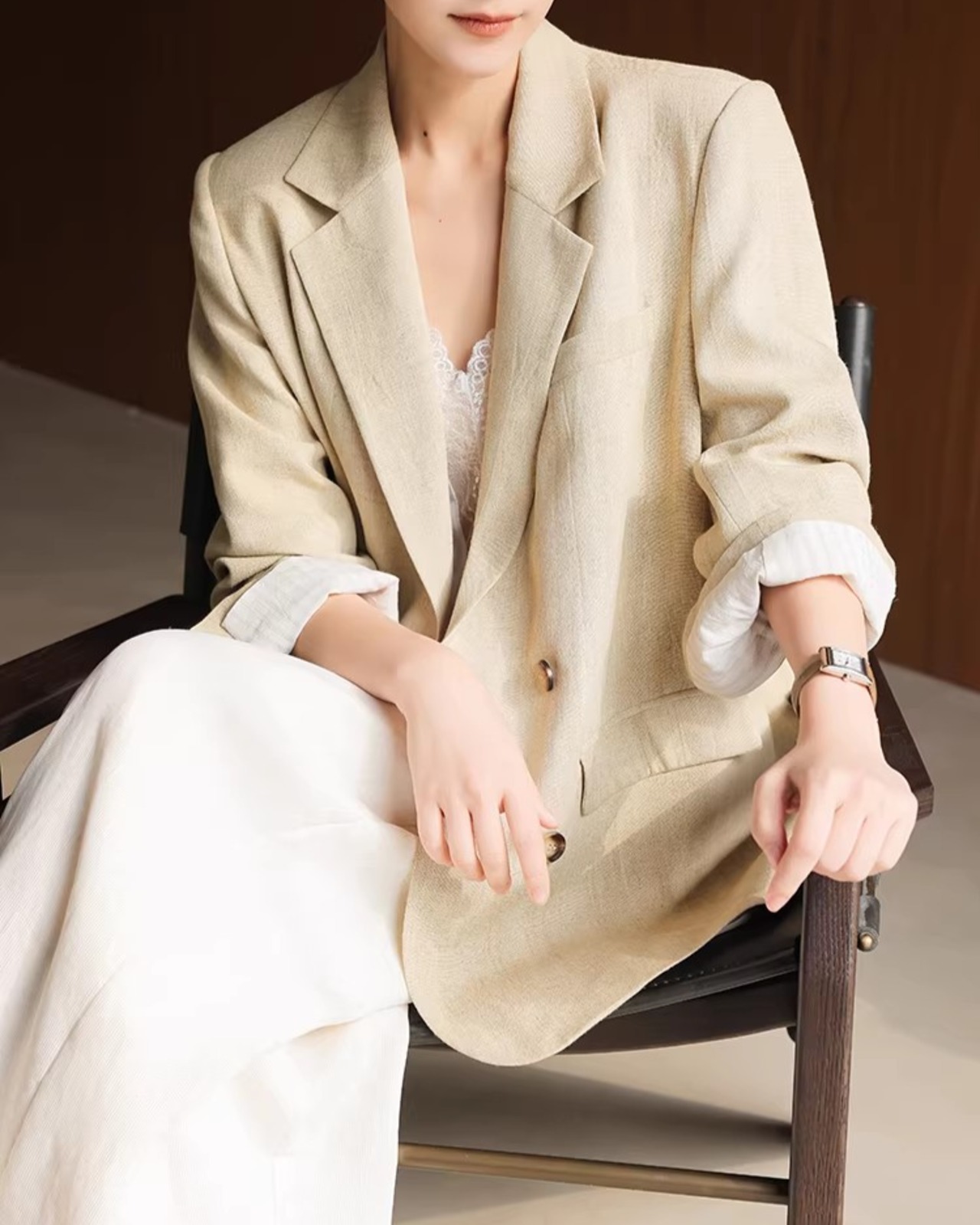 Button Front Hip-Length Loose Jacket    L0008