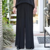 front slit layered design wide sheer pants