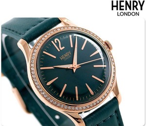 【HENLY LONDON】 腕時計 スワロフベゼル グリーン&ピンクゴールド
