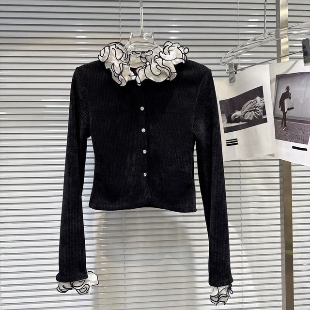 Frill collar corduroy tops 　B3768