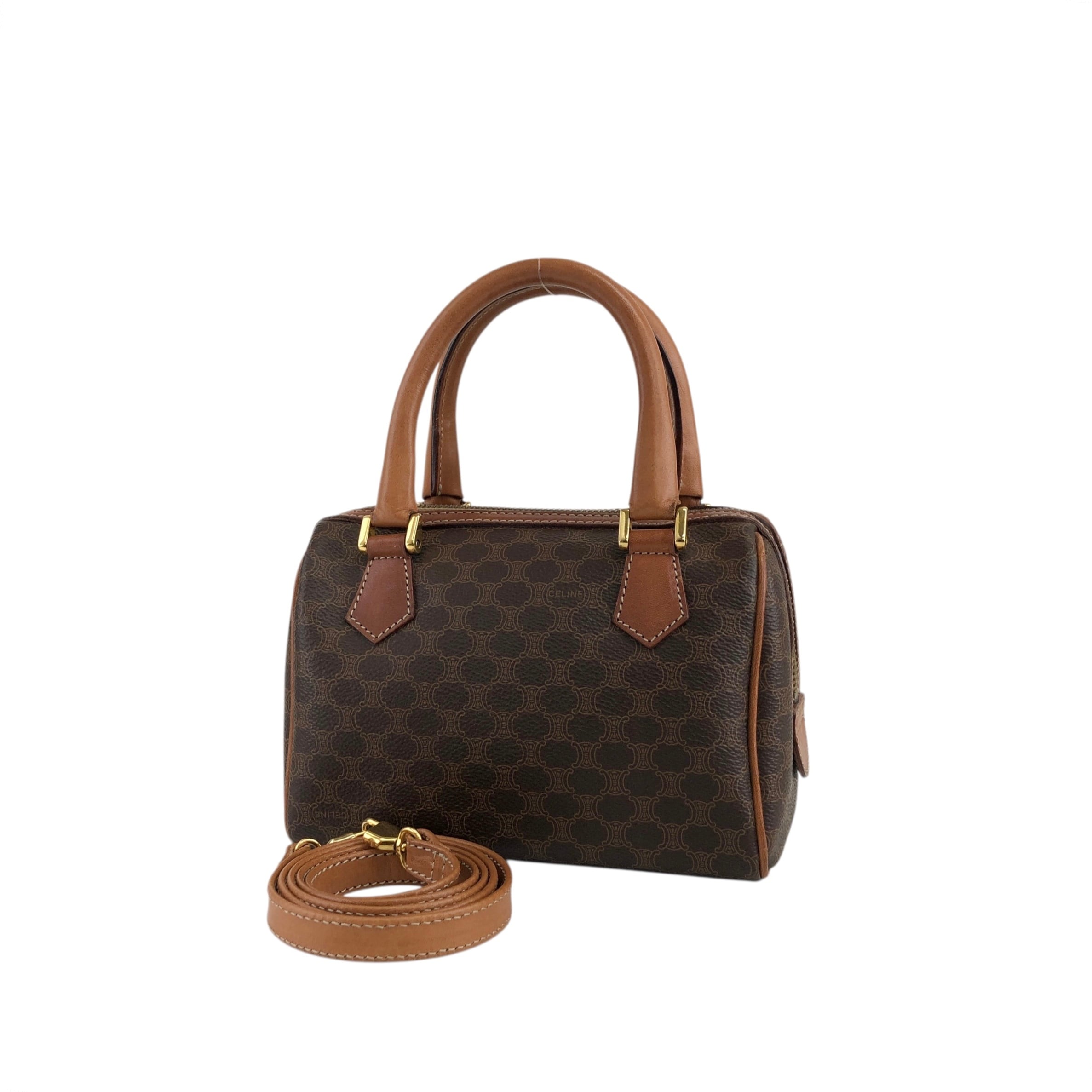 2WAY/ショルダーバッグ/ハンドバッグ/PVC/レザー/ブラウン