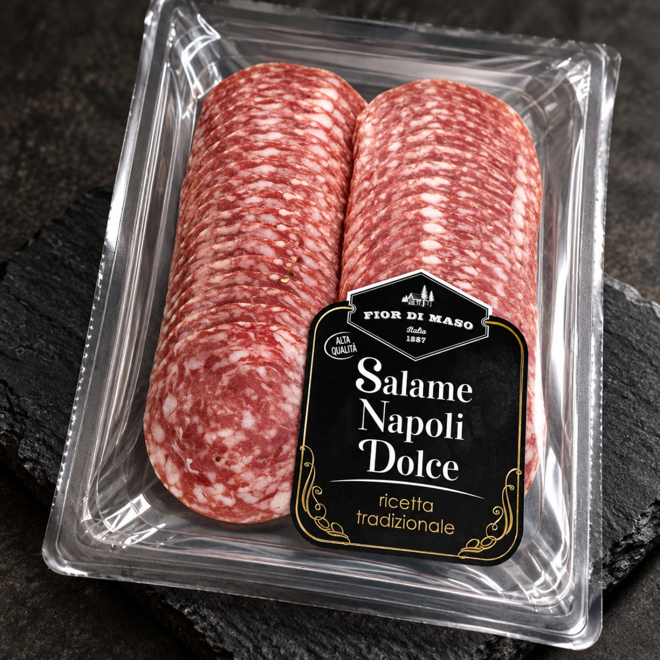ナポリサラミ ドルチェ 200g アメリカ産|粗挽き豚肉の旨みと黒胡椒の風味|ワインに合う高級おつまみ・シャルキュトリー・イタリアン前菜・チーズプレート・お取り寄せ|Napoli Salame Dolce