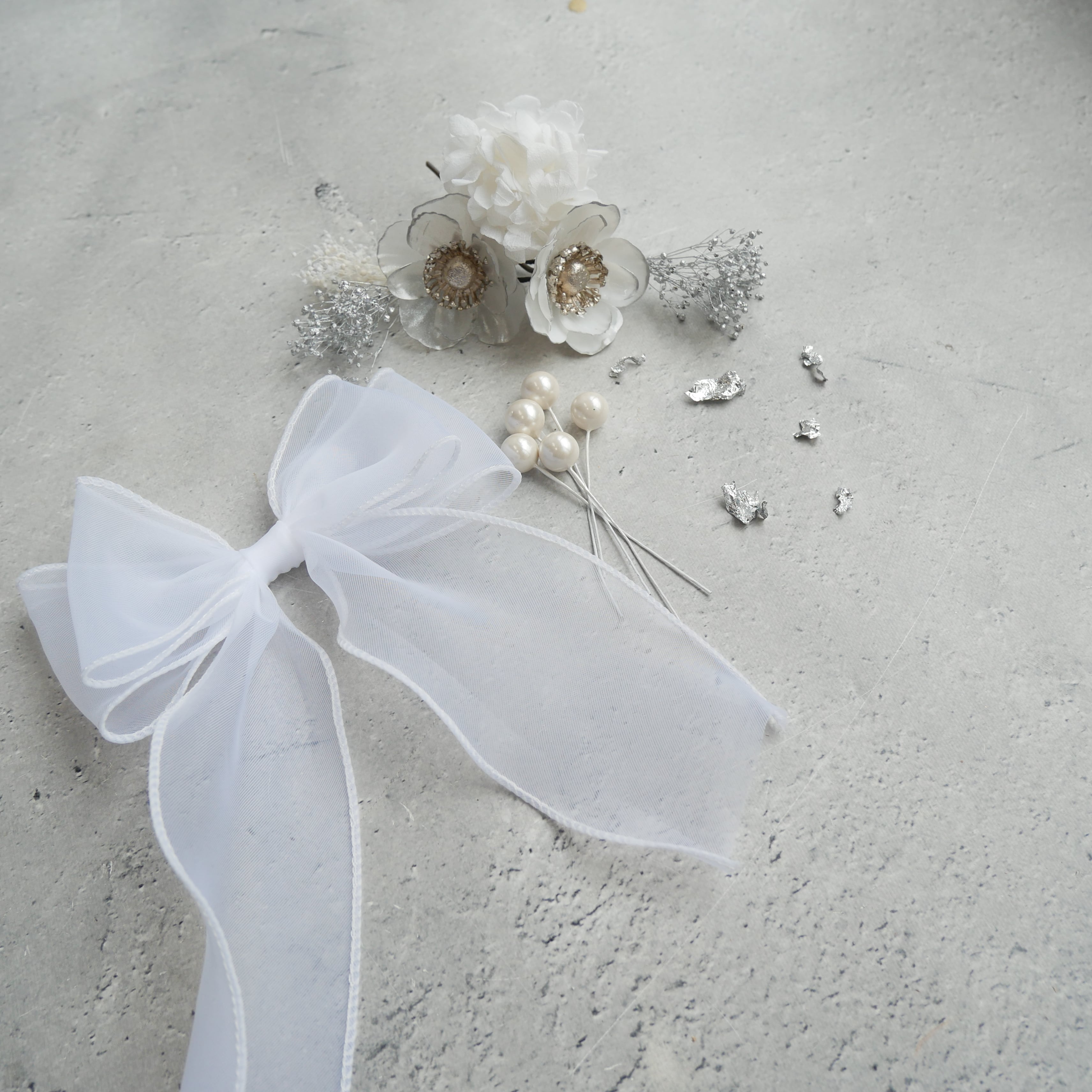 A175 オーガンジーダブルリボンの髪飾り | Lomeri (ロメリ) お花のヘア