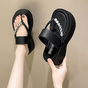 トングサンダル 厚底 レディース 春夏 韓国 きれいめ 大人 かわいい ラインストーン おしゃれ ボリュームソール 履きやすい 歩きやすい 旅行 アウトドア 厚底サンダル 大人可愛い 大人女子