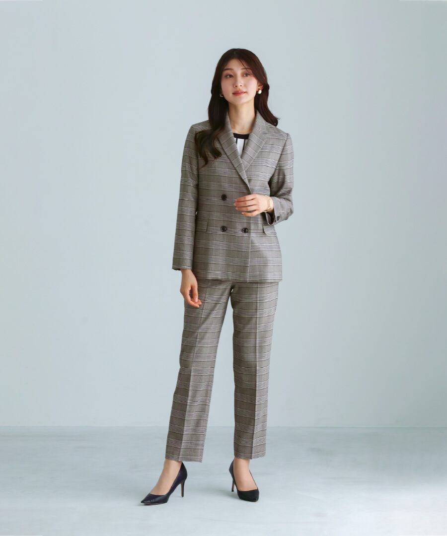 SALE 50％OFF】【 洗える 】 トラッドチェック・テーラードダブル