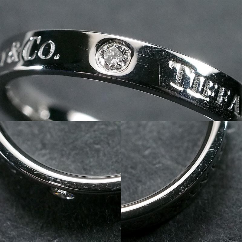 ティファニー TIFFANY&Co. 3Pダイヤ フラットバンド リング 14号 Pt950